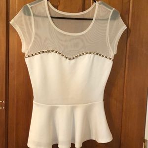 White/Gold Peplum Top